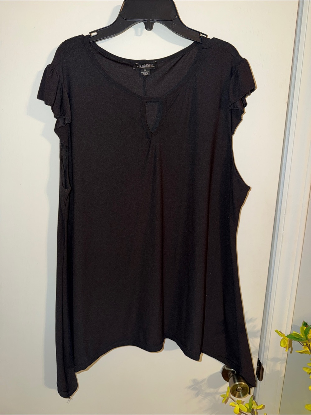 Rogue Black Ruffle Sleeve Keyhole Tunic